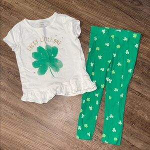Carter's White and Green Lucky Clover Set 4T